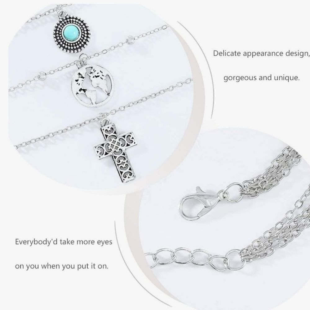 Bohemian Chic Silver Plated Layered Necklace - Vintage Inspiration - Picture 4 of 13